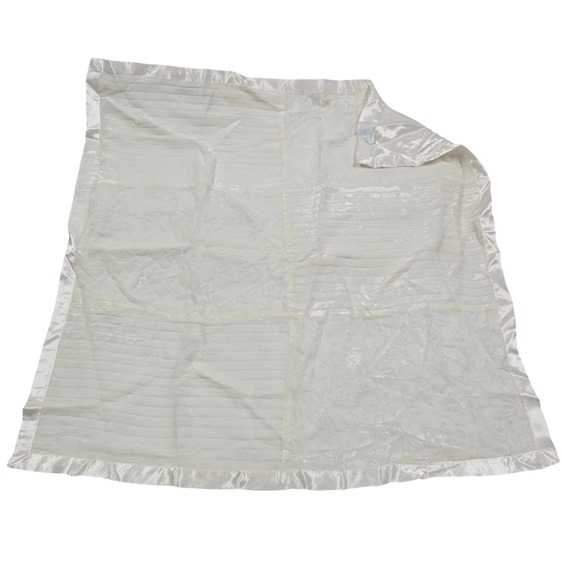 Carters Soft Velvet Burnout Baby Blanket White Ivory Cream Floral Stripe Satin